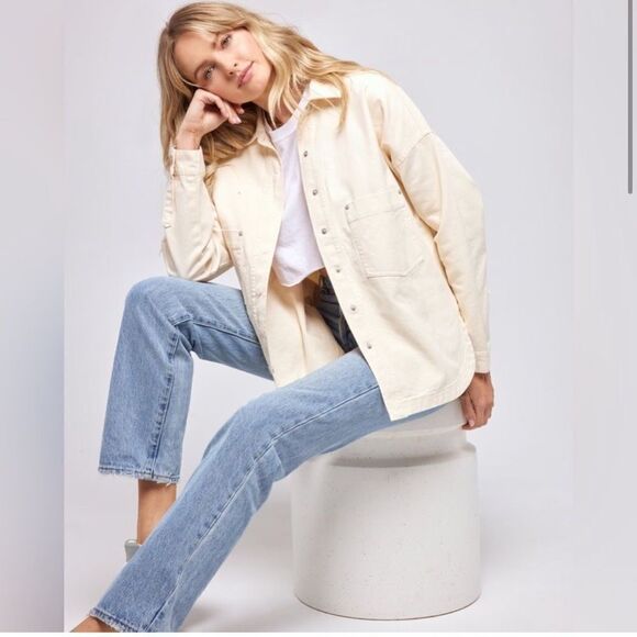 NWT L*Space women's Winslow Jacket size medium in cream color with snap closure - Picture 5 of 12